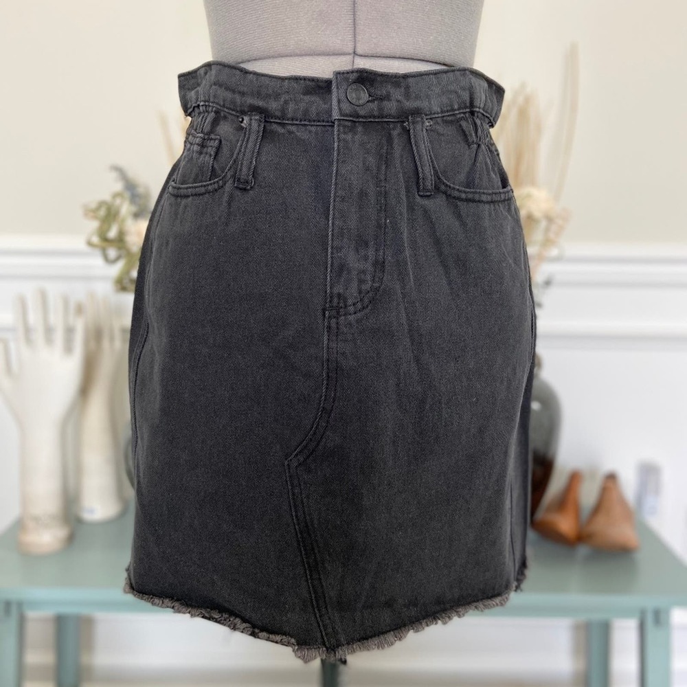 Washed Black Newbury Kustom Denim Mini Skirt